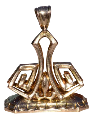 The Tichenor: Antique Art Deco Yellow Gold Engraved Pendant