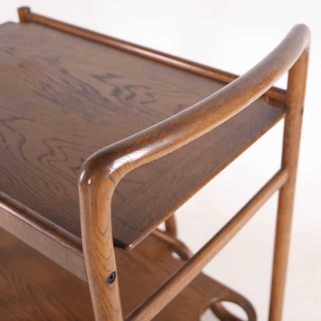 Wooden Serving Cart in Oak, 1970s For Sale - Image 4 of 15