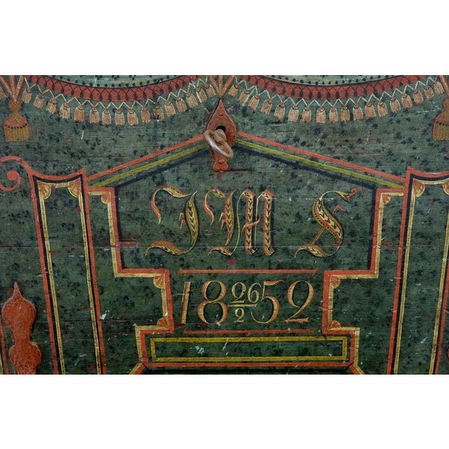 Mid-19th Century Swedish Hand Painted Oak Coffer For Sale - Image 5 of 10