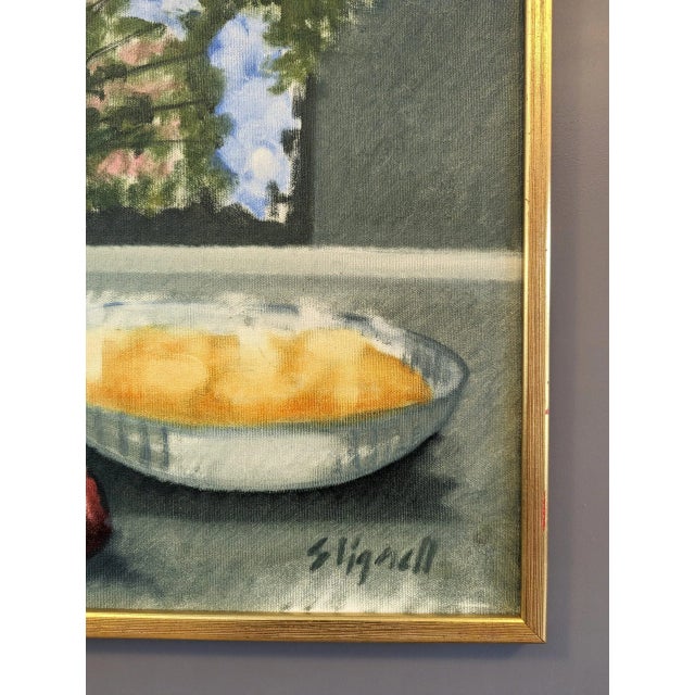 Green Mid-Century Modern Swedish "Ethereal Still Life" Vintage Still Life Oil Painting, Framed For Sale - Image 8 of 11