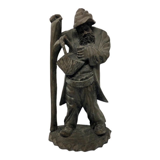 Mid 20th Century Old Carved Wood Folk Art Figurine For Sale