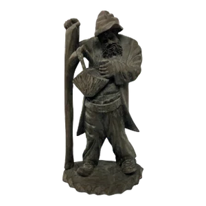 Mid 20th Century Old Carved Wood Folk Art Figurine
