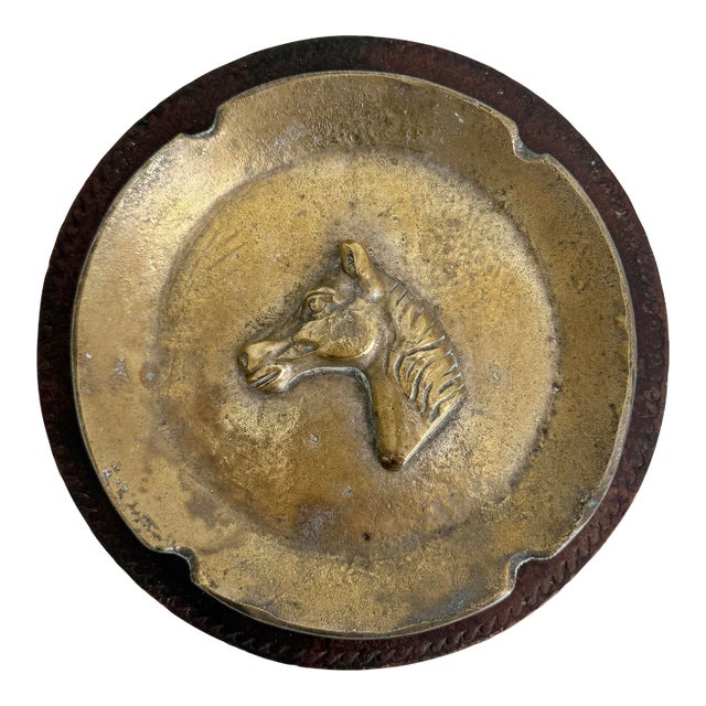 Italian Bronze & Leather Equestrian Ashtray Catchall For Sale