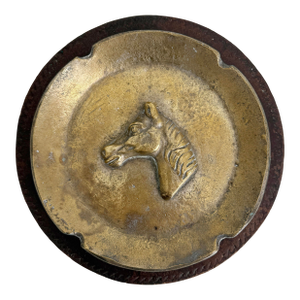 Italian Bronze & Leather Equestrian Ashtray Catchall