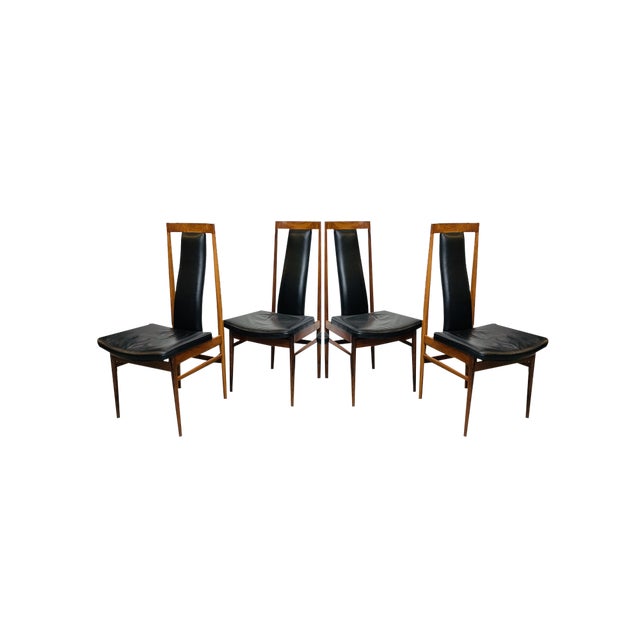 Scandinavian Dining Chairs in Wood and Synthetic Leather, 1960s, Set of 6 For Sale