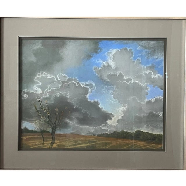 Late 20th Century Late 20th Century David Palladini Original Landscape Painting - Dramatic Clouds & Trees 34x28 For Sale - Image 5 of 7