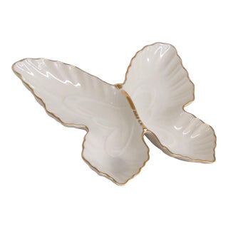 Lenox China Butterfly Shaped Server Divided Tray Ivory With 24k Gold Trim 4915b For Sale