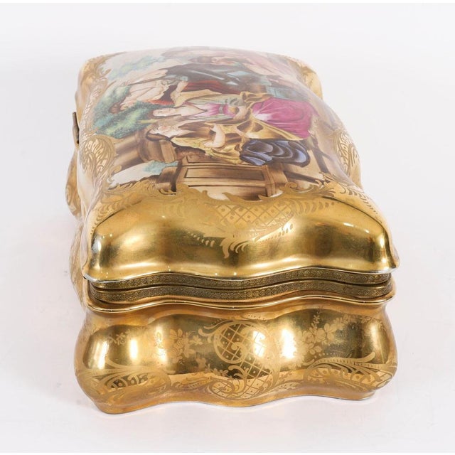 Large Antique French Sevres Golden Porcelain Casket, 1800s For Sale - Image 11 of 14