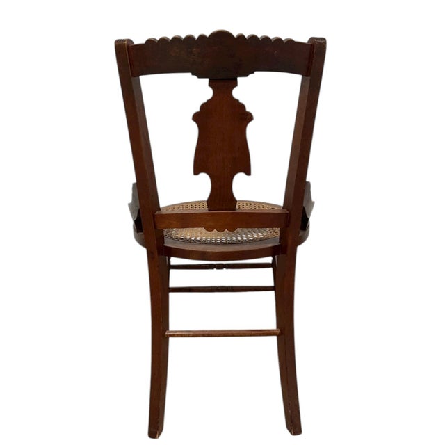 Wood Late 20th Century Victorian Eastlake Side Chair With Cane Seat For Sale - Image 7 of 11