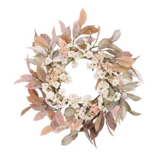 Harvest Foliage and Blossom Wreath 24"D For Sale