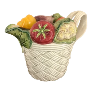 1990s Italian Hand-Painted Ceramic Veggie Pitcher
