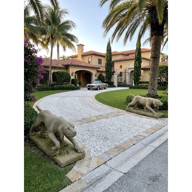 Pair of Vintage Sculpted Cast Stone Stalking Hounds For Sale In West Palm - Image 6 of 12