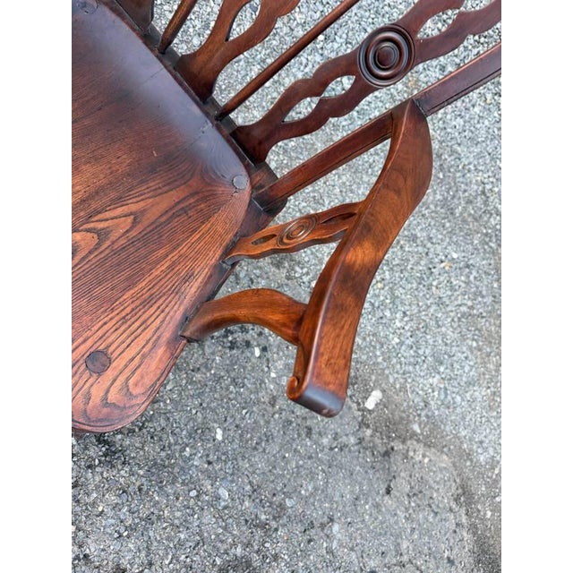 19th Century Pair of 19th Century Low Back Solid Wood Windsor Armchairs For Sale - Image 5 of 16