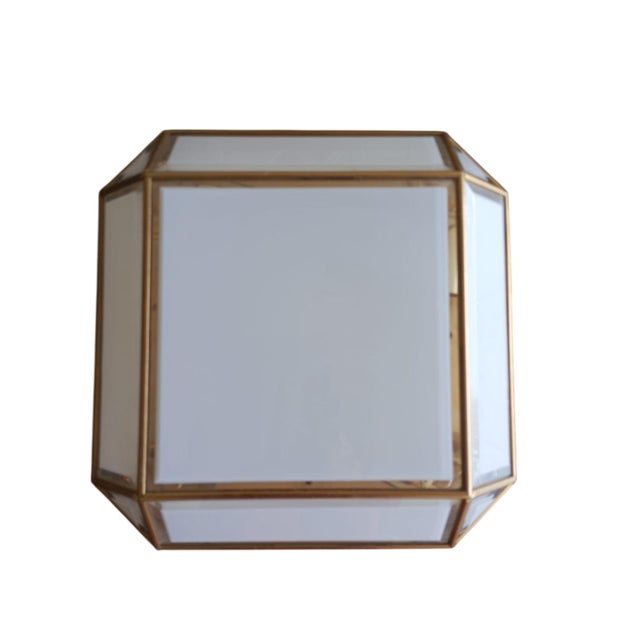 Square Wall Light in White Opaline Glass and Gold Patinated Metal, Italy, 1970s For Sale - Image 10 of 10