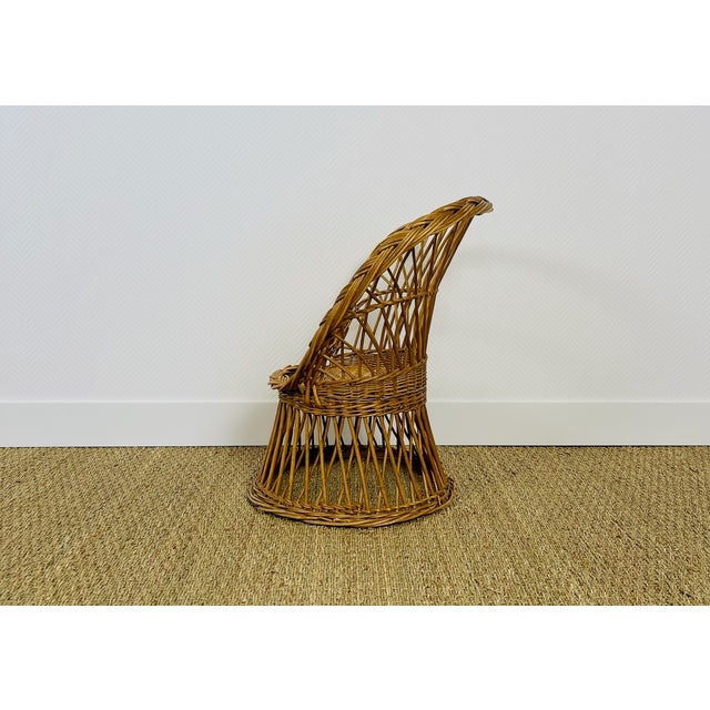 1960s Vintage Handcrafted Rattan Children's Armchair, 1960s For Sale - Image 5 of 11