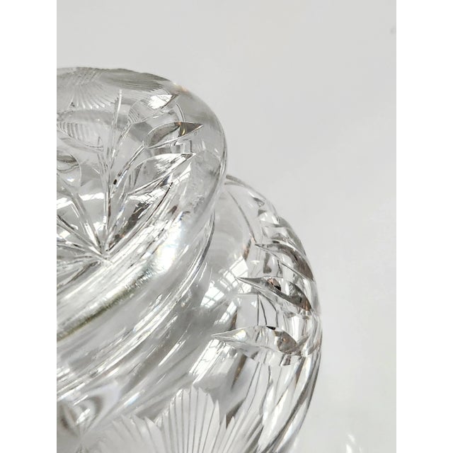 Glass 1930s Hand Cut Crystal Lidded Powder Trinket Jar, Large Size For Sale - Image 7 of 12