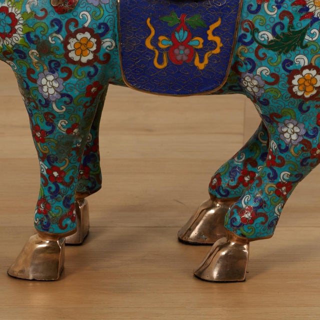 Pair of Vintage Chinese Cloisonne Horses For Sale - Image 16 of 18