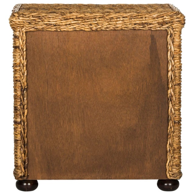 2020s Natural Brown Wicker Nightstand With Drawer And 8"H Storage in Natural Abaca Brown For Sale - Image 5 of 10