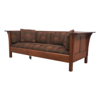 Stickley Mission Oak Arts & Crafts Tulip Upholstery Sofa For Sale