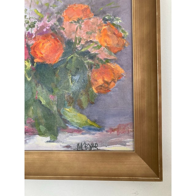 “Peony and Ranunculus” Contemporary Framed Floral Oil on Linen For Sale In Nashville - Image 6 of 6