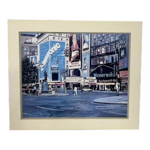 1990s Ken Keeley Times Square Broadway Offset Litho Poster Print 80s Nyc Photorealism