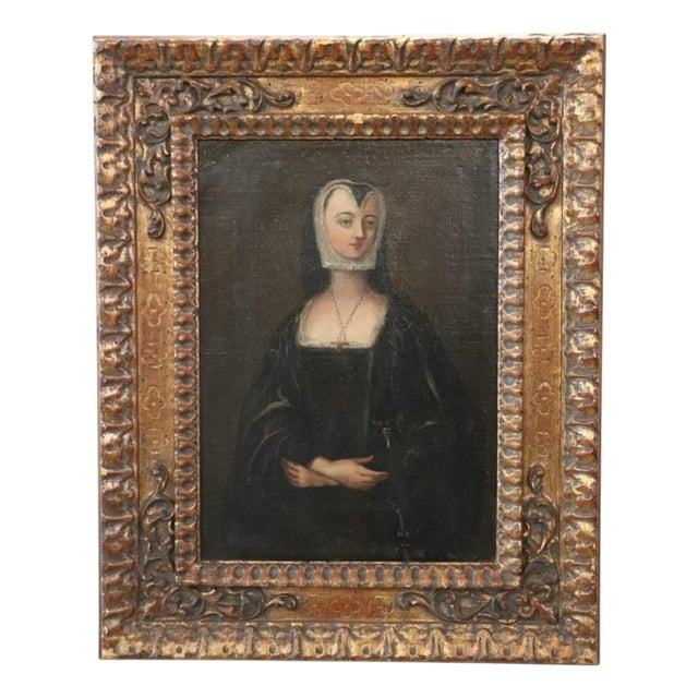 Young Renaissance Woman, 1700s, Oil on Canvas, Framed For Sale