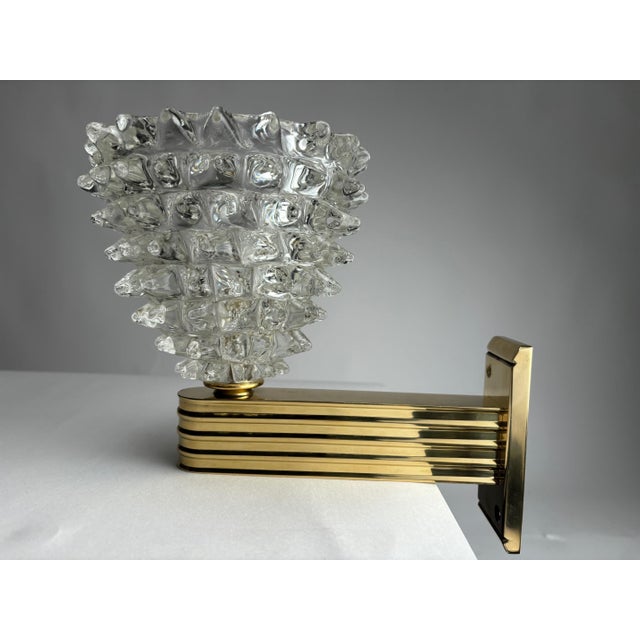 Rostrato Wall Lights in Blown Glass and Brass by Barovier & Toso, Italy, 1990s, Set of 6 For Sale - Image 3 of 10