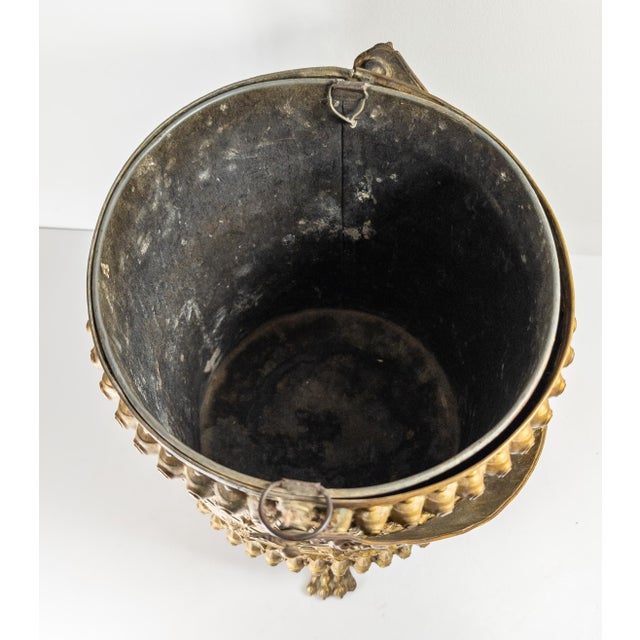 Brass 19th Century French Repousse Brass Coal Scuttle or Waste Basket, Fireplace For Sale - Image 8 of 18