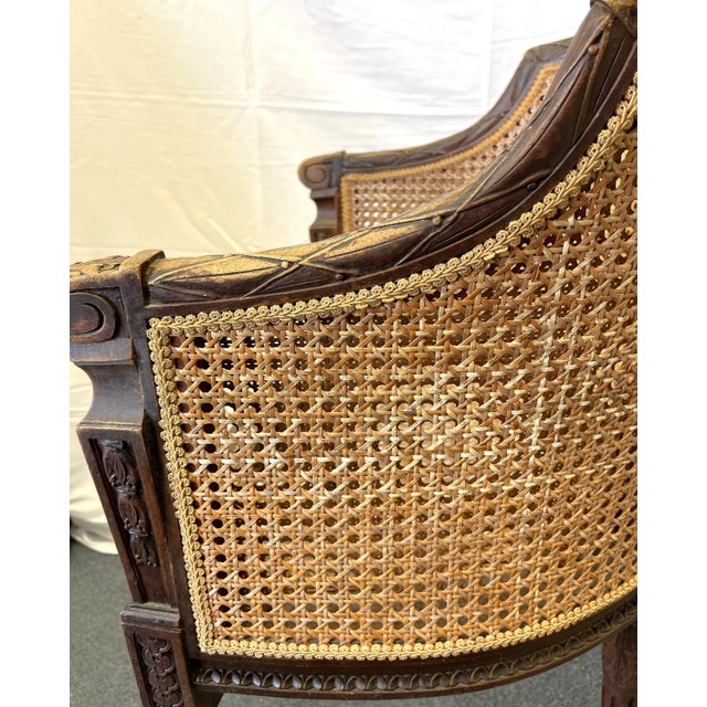 Early 20th Century Early 20th Century French Cane and Carved Wood Occasional Chair For Sale - Image 5 of 13