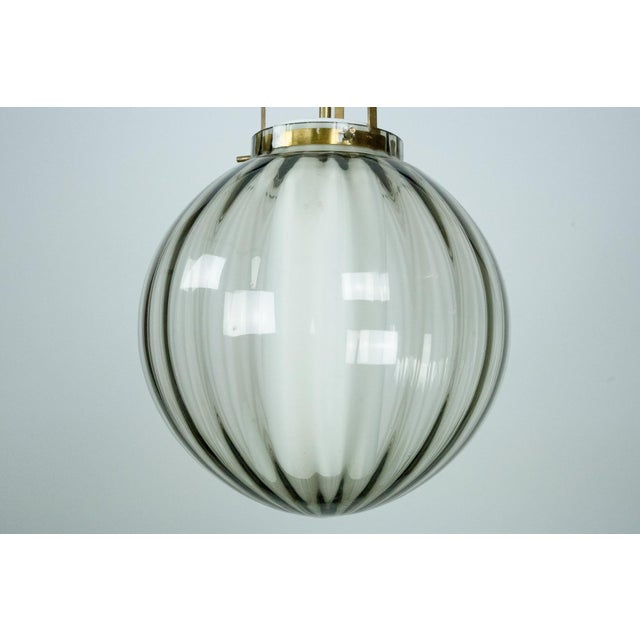 Mid-Century Smoked Murano Glass Pendant with Opaline Diffuser, Italy, 1950s For Sale - Image 12 of 13
