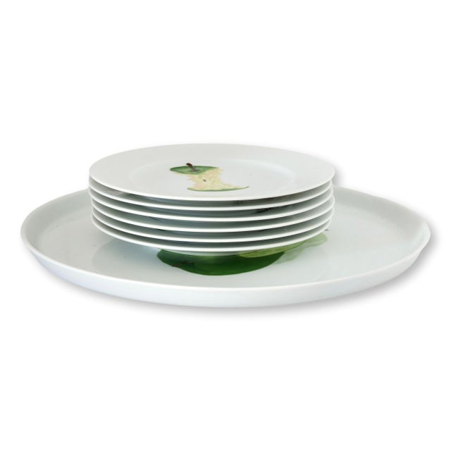 Modern Late 20th Century Limoges Porcelain 'Apple' Canape Plates - Set of 7 For Sale - Image 3 of 6