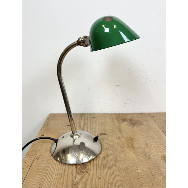Vintage Green Enamel Bank Lamp, 1950s For Sale - Image 9 of 18