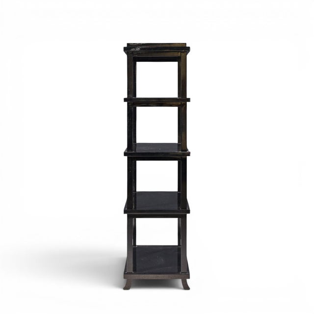 Baker Furniture Company Baker Black Lacquered Etagere Shelves - Pair For Sale - Image 4 of 9