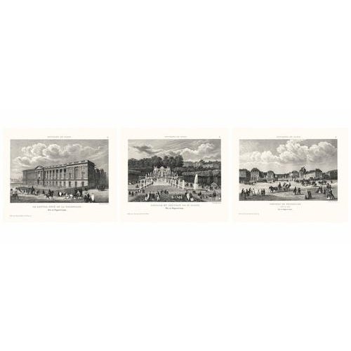 Black Paris & Versailles Views: Louvre, St Cloud, Versailles, Engravings, 1855, Set of 3 For Sale - Image 8 of 9
