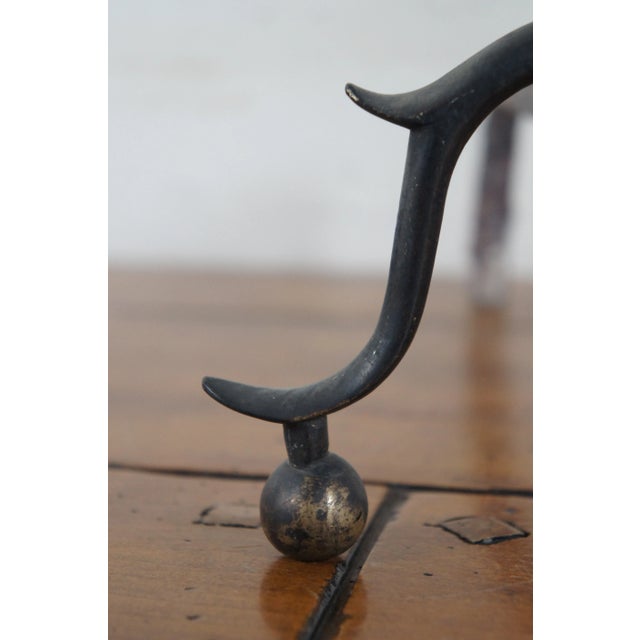 Late 18th Century Antique Georgian Wrought Iron Brass Hearthware Fire Dogs Andirons- Set of 2 For Sale - Image 10 of 12