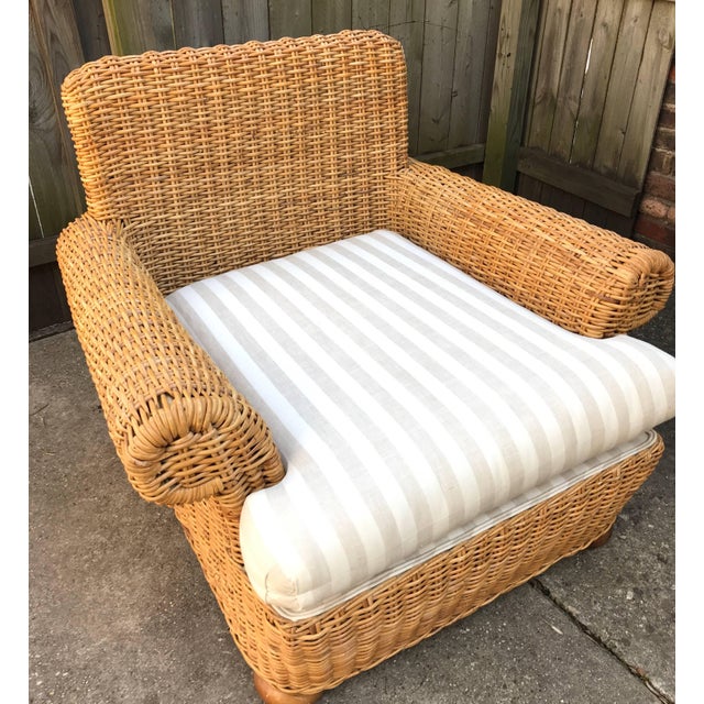 Michael Taylor Style Woven Wicker Rattan Lounge Chair Chairish