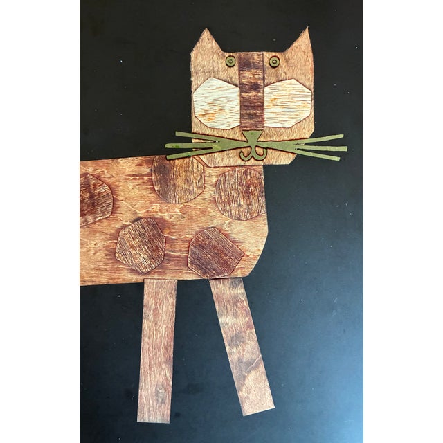 Mid-Century Modern Large Vintage Couroc Cat Tray - Wood, Brass, Resin For Sale - Image 3 of 7