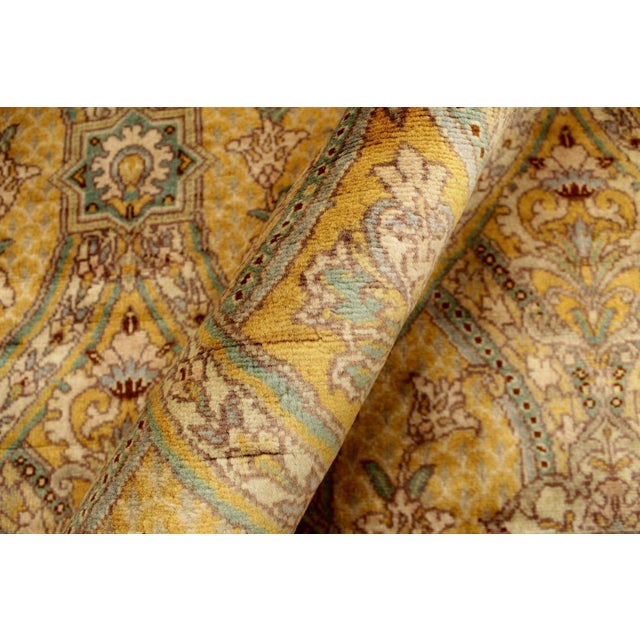 Art Nouveau 1990's Pak-Persian Gold/Green Wool Rug - 6'0'' X 8'7'' For Sale In New York - Image 6 of 9