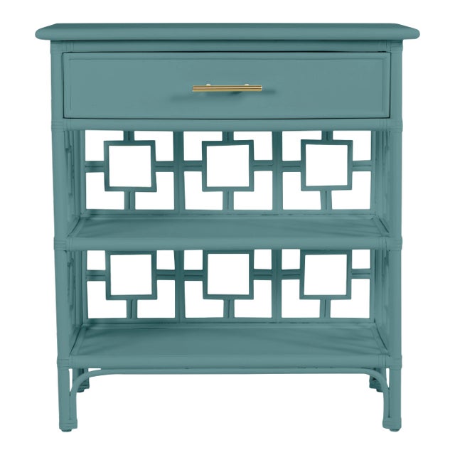 David Francis Furniture for Chairish Soba End Table, Aegean Teal For Sale