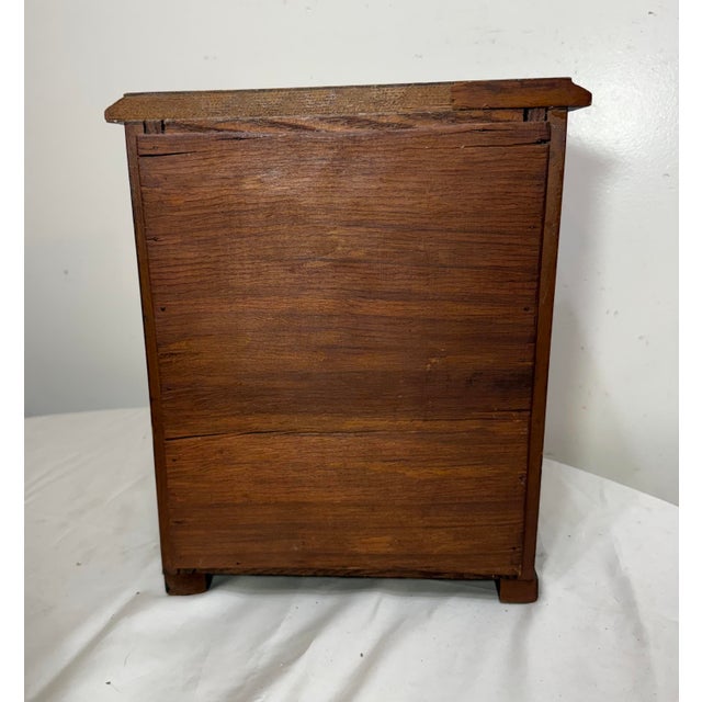 Antique Early 1900s Handmade Wood Veneer Salesman Sample Miniature Dresser Chest For Sale - Image 15 of 15