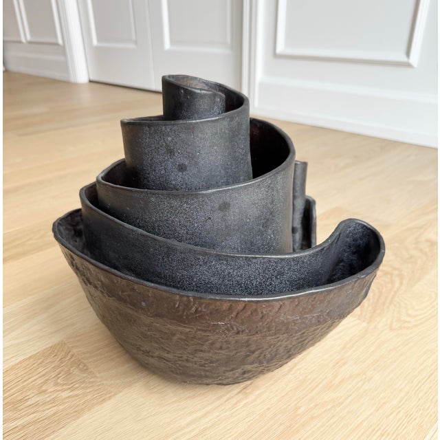 Monumental 1970s Brutalist Signed Studio Pottery Spiral Sculpture / Vessel / Vase For Sale - Image 9 of 13