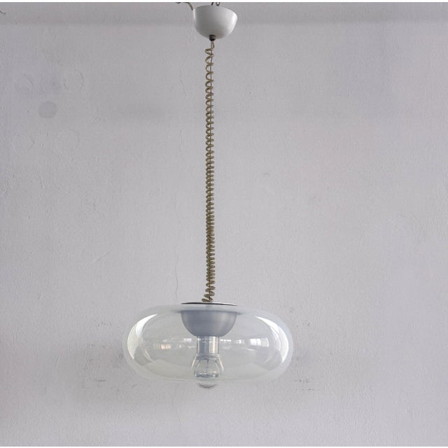 Metal Mid-Century Italian Opaline Pendant Light Medusa by Giusto Toso for Leucos, 1970s For Sale - Image 7 of 14