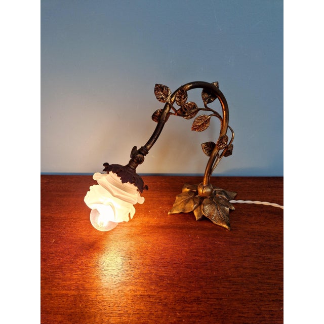 Gilt Bronze and Satin Glass Table Lamp, 1890s For Sale - Image 4 of 12