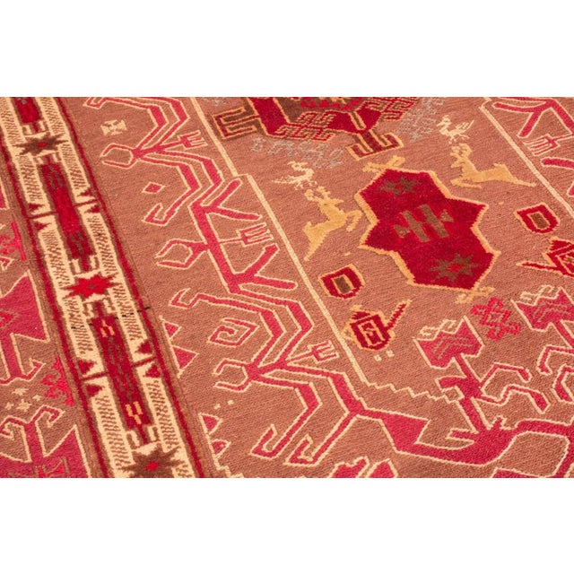 1940s Vintage Persian Kilim in Pink With Geometric Patterns and Pictorials | Rug & Kilim For Sale - Image 5 of 6