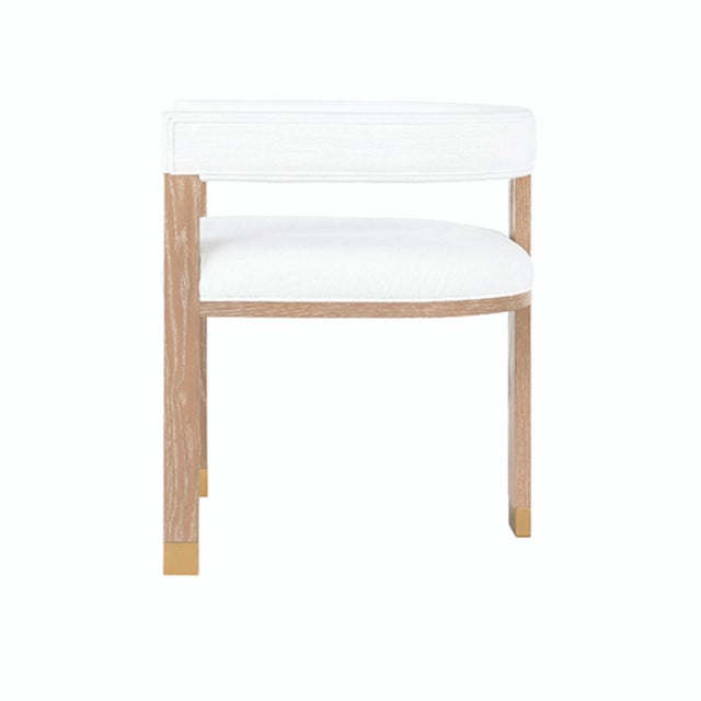 Worlds Away Matthew Izzo Home Jude Cerused Oak Barrel Back Dining Chair For Sale - Image 4 of 5