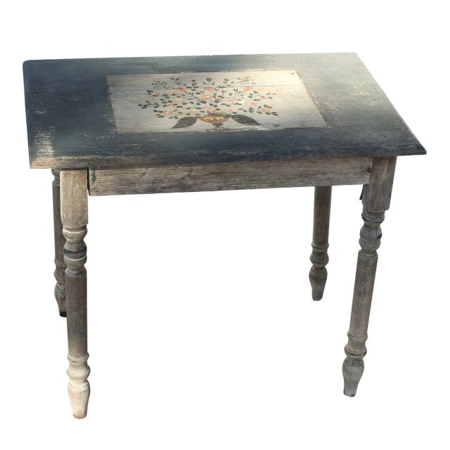 An wonderful hand painted small table kitchen size. All handpainted with a wonderful patina. Wonderful and very unique...