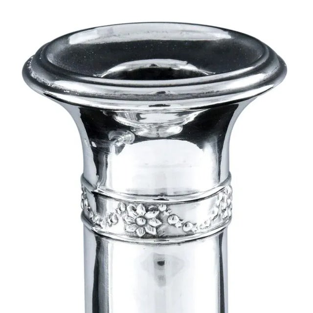 1900 - 1909 Antique English Edwardian Sterling Silver Candlesticks- a Pair For Sale - Image 5 of 5