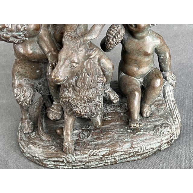Bacchus and Children Playing with Goat, 19th Century, Bronze For Sale - Image 6 of 11