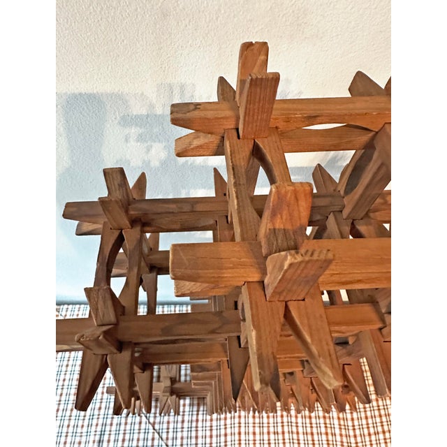 Wood Antique Tramp Art Crown of Thorns Wooden Cross For Sale - Image 7 of 7