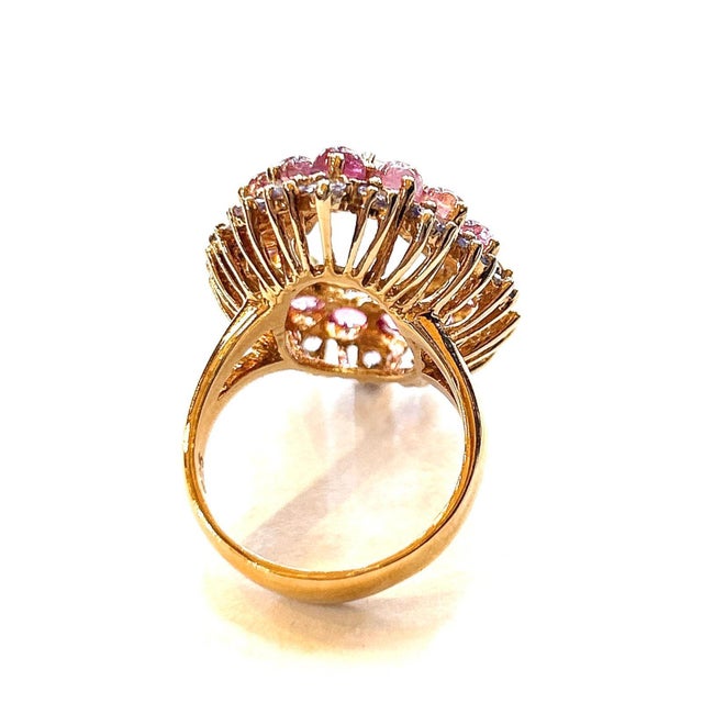 Bochic “Orient” Aqua, Tanzanite & Tourmaline Cluster Ring Set 18K Gold & Silver, Size 5.5 For Sale In New York - Image 6 of 12